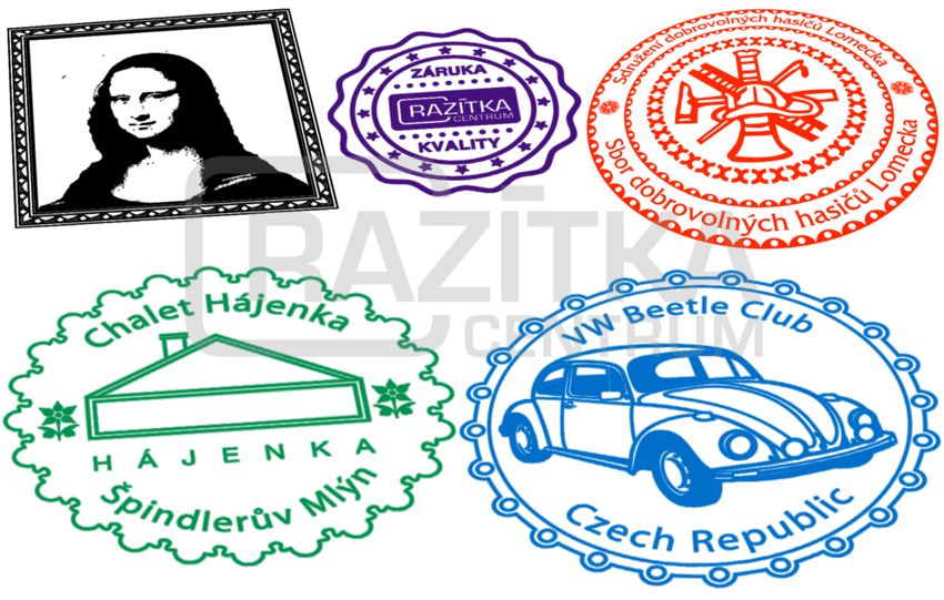 Ozdobdná razítka s ornamenty, vzory otisků razítek