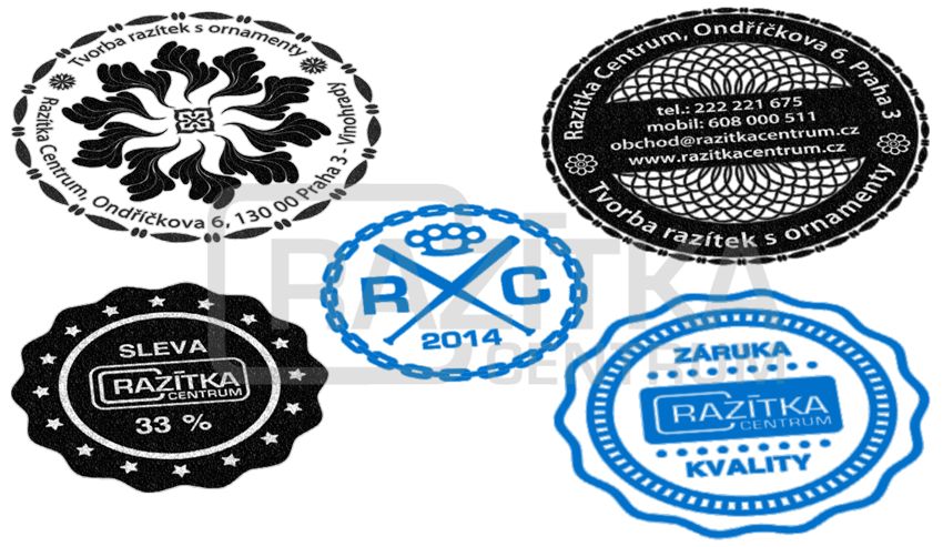 Ozdobdná razítka s ornamenty, vzory otisků razítek