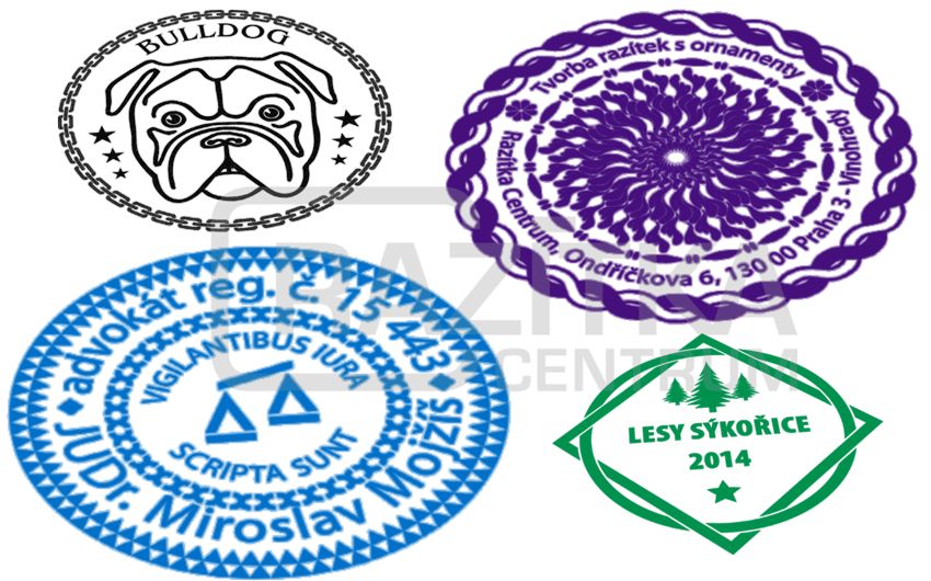 Ozdobdná razítka s ornamenty, vzory otisků razítek